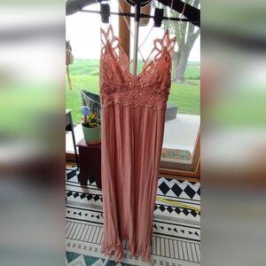 NWT Free People Xs Rose Colored Lace Maxi Dress